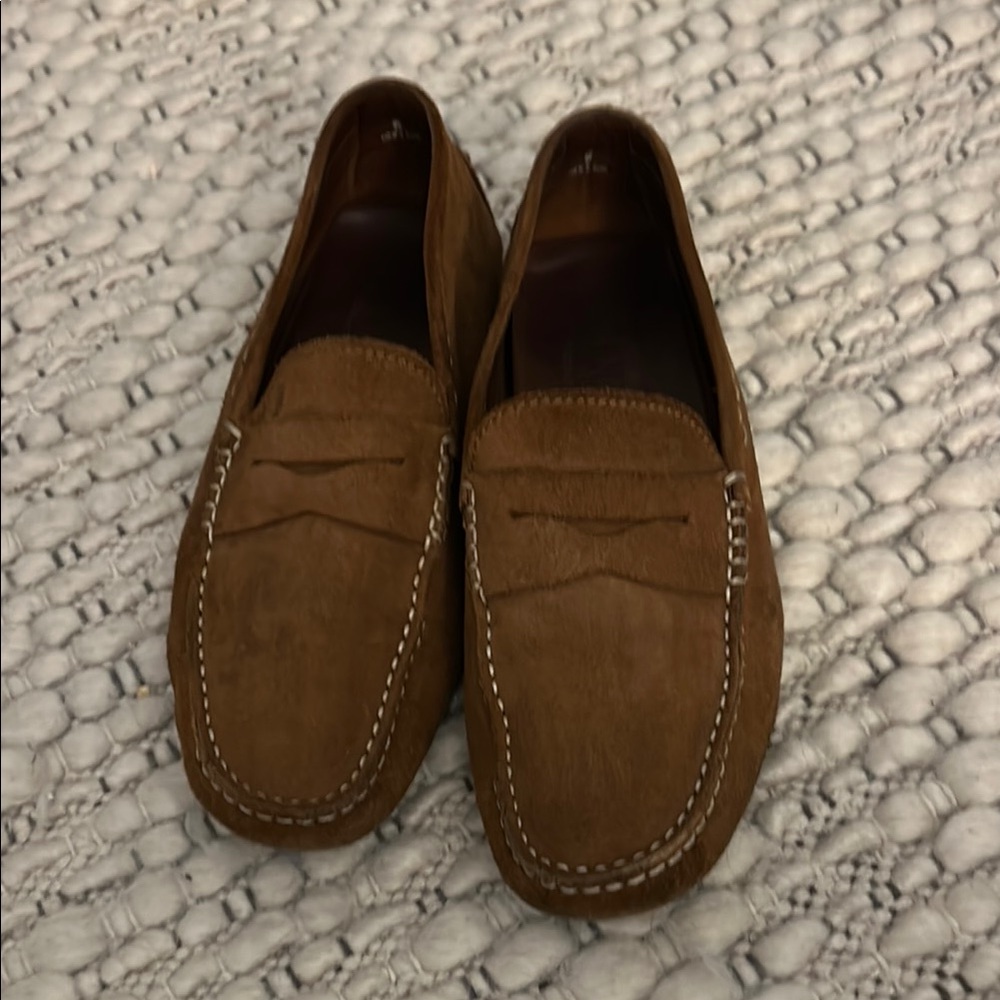 Tod’s Whipstitch Brown Suede Loafers